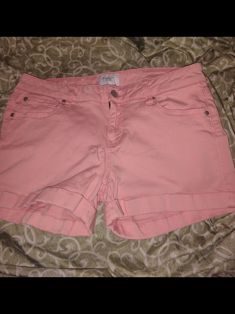 Celebrity Pink Pinky/Coral Cuffed Jean Shorts